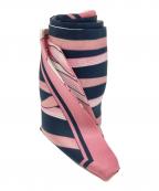 JENNEジェンヌ）の古着「日本製シルクラグジュアリーリボンスカーフ」｜ブラック×ピンク