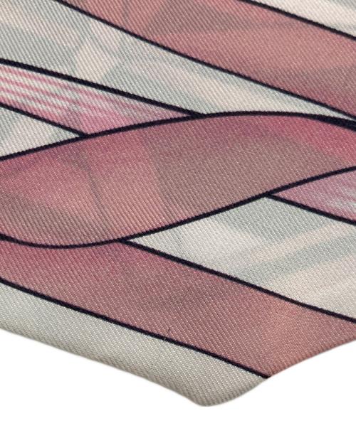 JENNE（ジェンヌ）JENNE (ジェンヌ) 日本製シルクラグジュアリーリボンスカーフ ブラック×ピンクの古着・服飾アイテム