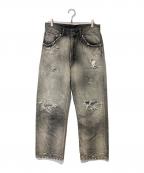 ANCELLMアンセルム）の古着「P/DAMAGE DENIM STRAIGHT 5P PANTS」｜グレー