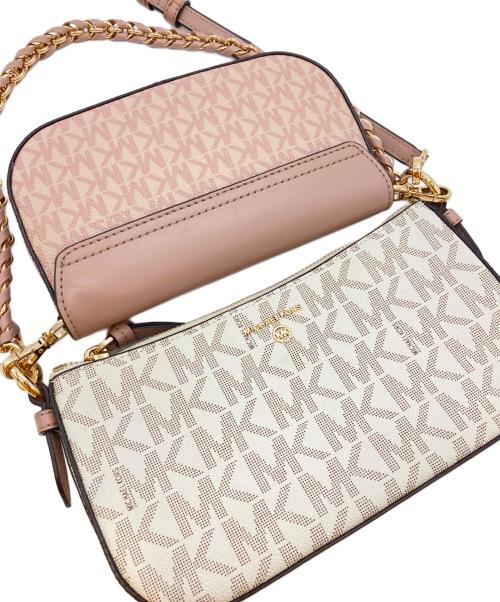 MICHAEL KORS（マイケル・コース）MICHAEL KORS (マイケル・コース) Jet Set Medium Two-Tone Logo 4-in-1 Crossbody Bag Set ホワイト×ピンクの古着・服飾アイテム
