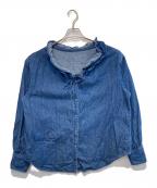 NOLLEY'Sノーリーズ）の古着「RM denimフリルギャザーデニムブラウス」｜インディゴ