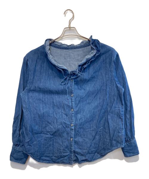 NOLLEY'S（ノーリーズ）NOLLEY'S (ノーリーズ) RM denimフリルギャザーデニムブラウス インディゴ サイズ:Freeの古着・服飾アイテム