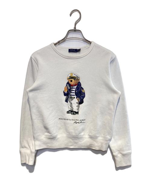 POLO RALPH LAUREN（ポロ・ラルフローレン）POLO RALPH LAUREN (ポロ・ラルフローレン) ポロベアプリントクルーネックスウェット ホワイト サイズ:XSの古着・服飾アイテム