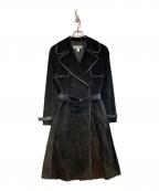 MaxMaraマックスマーラ）の古着「レザーパイピングスウェードトレンチコート」｜ブラック