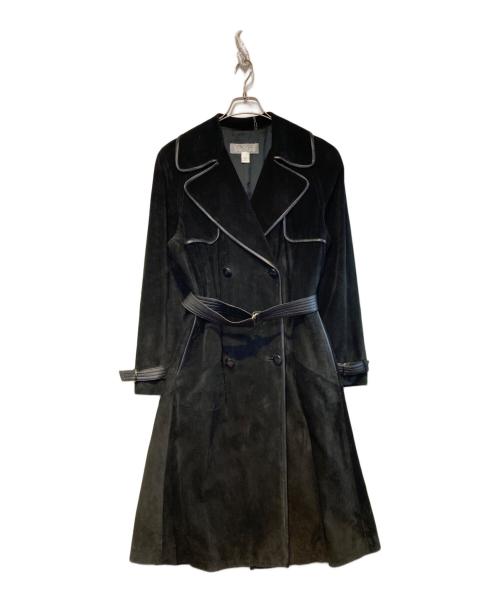 MaxMara（マックスマーラ）MaxMara (マックスマーラ) レザーパイピングスウェードトレンチコート ブラック サイズ:40の古着・服飾アイテム