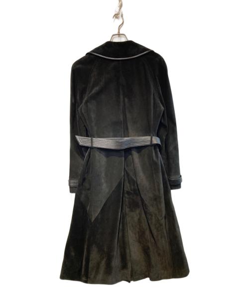 MaxMara（マックスマーラ）MaxMara (マックスマーラ) レザーパイピングスウェードトレンチコート ブラック サイズ:40の古着・服飾アイテム