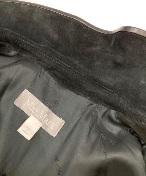 MaxMara（マックスマーラ）MaxMara (マックスマーラ) レザーパイピングスウェードトレンチコート ブラック サイズ:40の古着・服飾アイテム