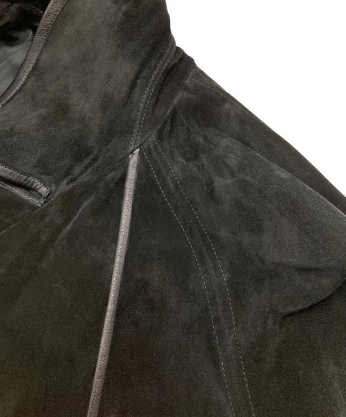 MaxMara（マックスマーラ）MaxMara (マックスマーラ) レザーパイピングスウェードトレンチコート ブラック サイズ:40の古着・服飾アイテム