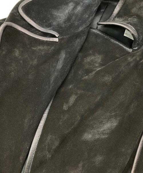 MaxMara（マックスマーラ）MaxMara (マックスマーラ) レザーパイピングスウェードトレンチコート ブラック サイズ:40の古着・服飾アイテム