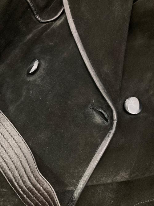 MaxMara（マックスマーラ）MaxMara (マックスマーラ) レザーパイピングスウェードトレンチコート ブラック サイズ:40の古着・服飾アイテム