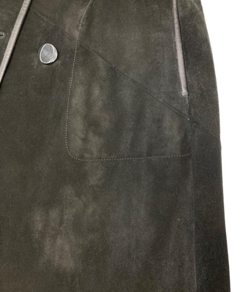 MaxMara（マックスマーラ）MaxMara (マックスマーラ) レザーパイピングスウェードトレンチコート ブラック サイズ:40の古着・服飾アイテム