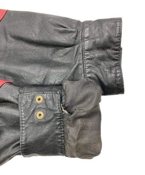 adidas（アディダス）adidas (アディダス) ［古着］レザージャケット ブラック×レッド サイズ:XLの古着・服飾アイテム