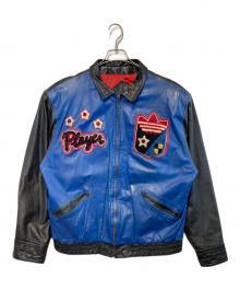 adidas（アディダス）の古着「[古着]レザースイングトップ」｜ブラック×ブルー