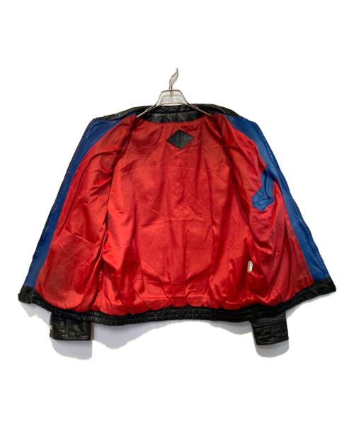 adidas（アディダス）adidas (アディダス) [古着]レザースイングトップ ブラック×ブルー サイズ:Mの古着・服飾アイテム