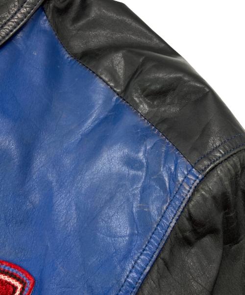 adidas（アディダス）adidas (アディダス) [古着]レザースイングトップ ブラック×ブルー サイズ:Mの古着・服飾アイテム