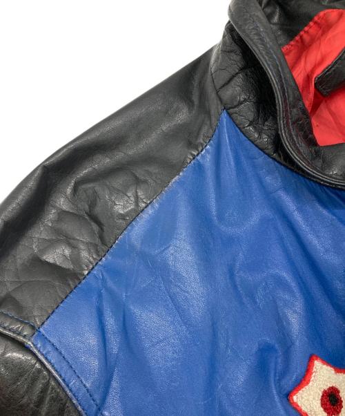 adidas（アディダス）adidas (アディダス) [古着]レザースイングトップ ブラック×ブルー サイズ:Mの古着・服飾アイテム