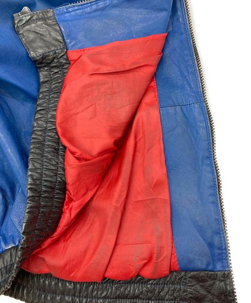 adidas（アディダス）adidas (アディダス) [古着]レザースイングトップ ブラック×ブルー サイズ:Mの古着・服飾アイテム