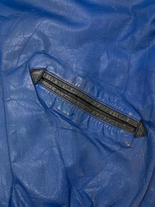 adidas（アディダス）adidas (アディダス) [古着]レザースイングトップ ブラック×ブルー サイズ:Mの古着・服飾アイテム