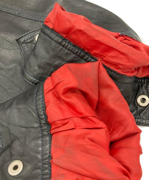 adidas（アディダス）adidas (アディダス) [古着]レザースイングトップ ブラック×ブルー サイズ:Mの古着・服飾アイテム