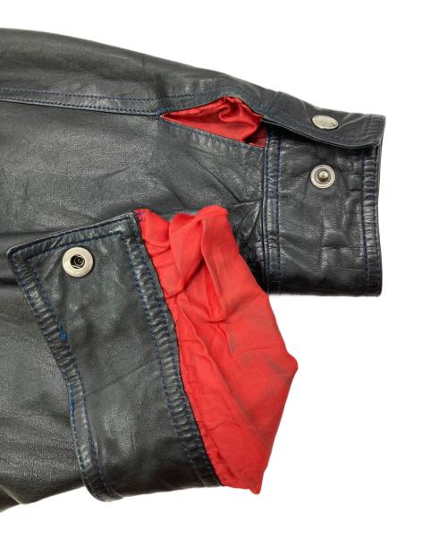 adidas（アディダス）adidas (アディダス) [古着]レザースイングトップ ブラック×ブルー サイズ:Mの古着・服飾アイテム