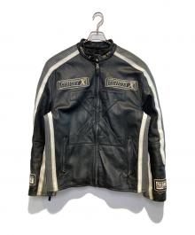 Schott（ショット）の古着「［古着］モーターサイクルレザージャケット」｜ブラック×ホワイト