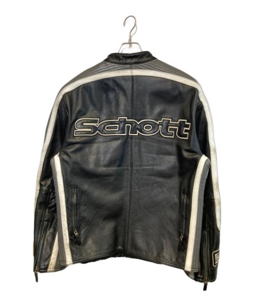 Schott（ショット）Schott (ショット) ［古着］モーターサイクルレザージャケット ブラック×ホワイト サイズ:Lの古着・服飾アイテム