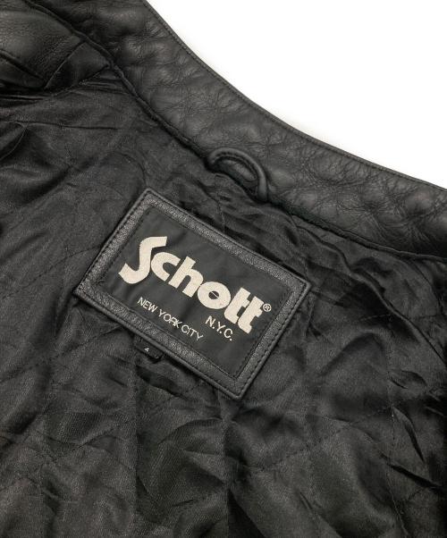 Schott（ショット）Schott (ショット) ［古着］モーターサイクルレザージャケット ブラック×ホワイト サイズ:Lの古着・服飾アイテム