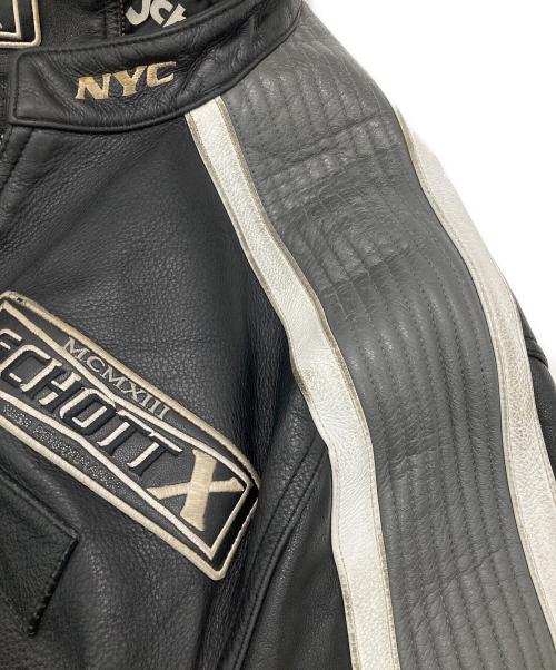 Schott（ショット）Schott (ショット) ［古着］モーターサイクルレザージャケット ブラック×ホワイト サイズ:Lの古着・服飾アイテム