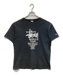 Champion×stussy（チャンピオン×ステューシー）の古着「コラボプリントTシャツ」｜ブラック