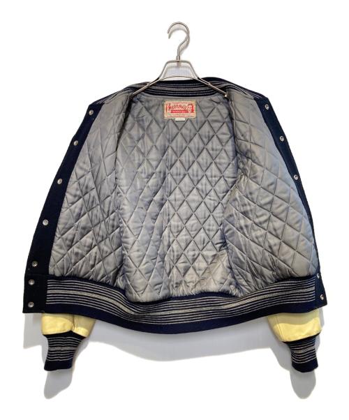 Pherrow's（フェローズ）Pherrow's (フェローズ) ［古着］レザー切替スタジャン ネイビー×ベージュ サイズ:Lの古着・服飾アイテム