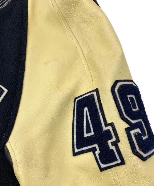 Pherrow's（フェローズ）Pherrow's (フェローズ) ［古着］レザー切替スタジャン ネイビー×ベージュ サイズ:Lの古着・服飾アイテム