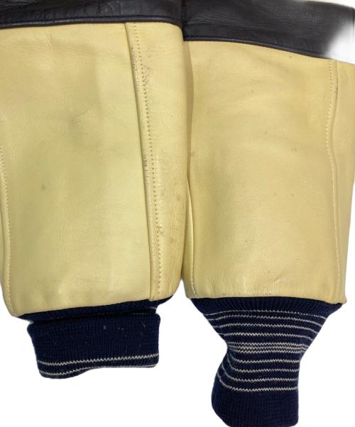 Pherrow's（フェローズ）Pherrow's (フェローズ) ［古着］レザー切替スタジャン ネイビー×ベージュ サイズ:Lの古着・服飾アイテム