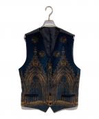 DOLCE & GABBANAドルチェ＆ガッバーナ）の古着「カテドラルプリントベルベットジレ」｜ネイビー×ブラック