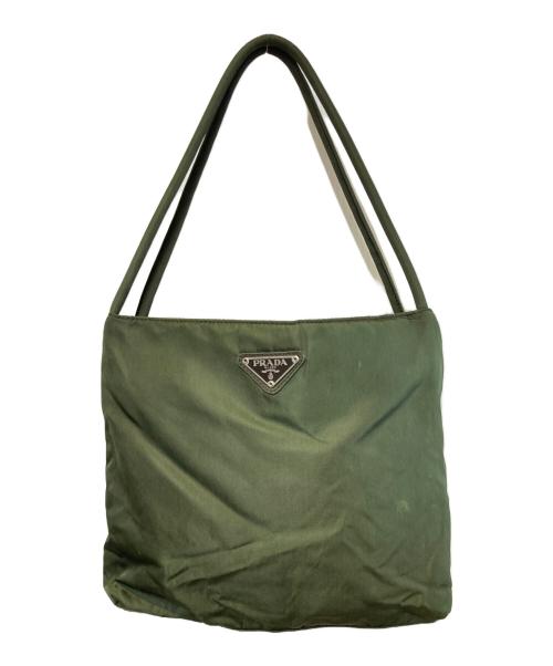 PRADA（プラダ）PRADA (プラダ) プレートロゴナイロントートバッグ カーキの古着・服飾アイテム