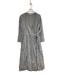 fog linen work（フォグリネンワーク）の古着「リネンギャザーワンピース」｜グレー