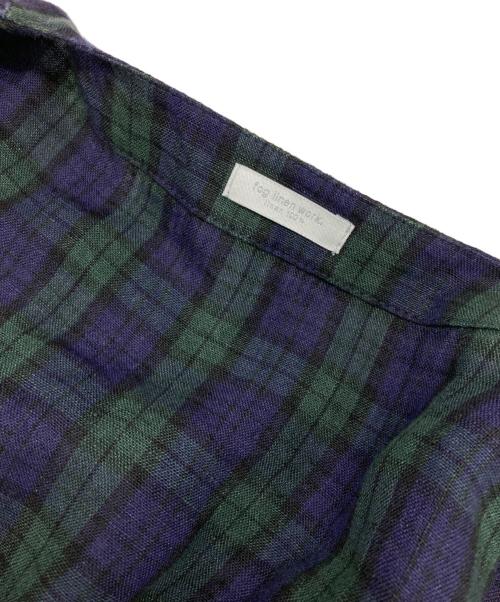 fog linen work（フォグリネンワーク）fog linen work (フォグリネンワーク) リネンギャザーワンピース ネイビー×グリーン サイズ:FREEの古着・服飾アイテム
