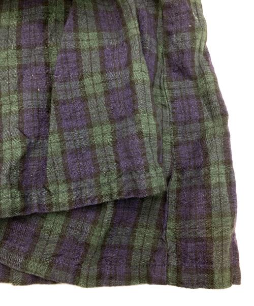 fog linen work（フォグリネンワーク）fog linen work (フォグリネンワーク) リネンギャザーワンピース ネイビー×グリーン サイズ:FREEの古着・服飾アイテム