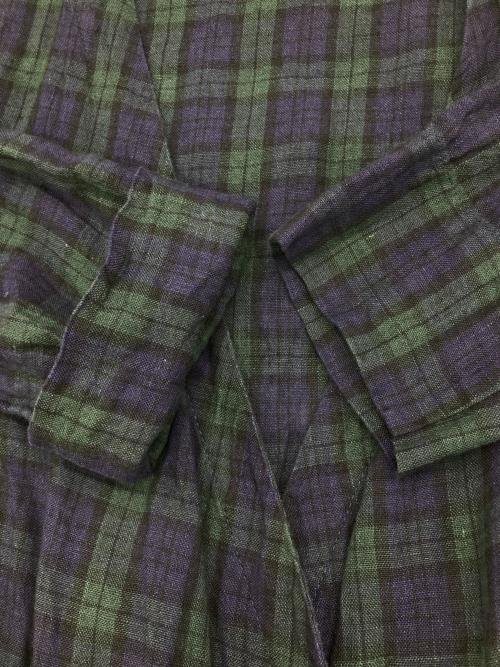 fog linen work（フォグリネンワーク）fog linen work (フォグリネンワーク) リネンギャザーワンピース ネイビー×グリーン サイズ:FREEの古着・服飾アイテム