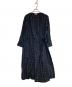 fog linen work（フォグリネンワーク）の古着「リネンギャザーワンピース」｜ネイビー×グリーン