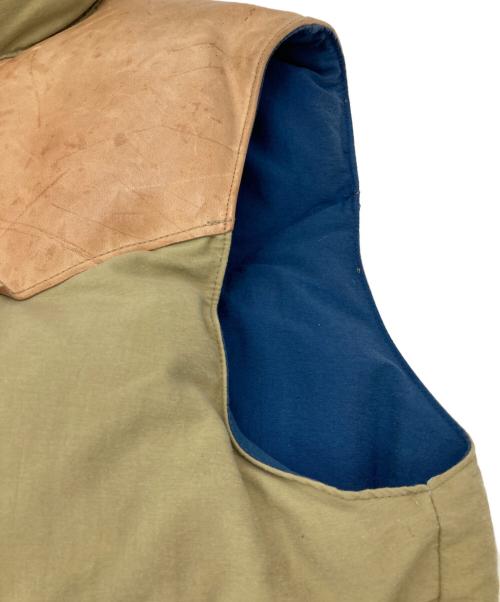 WAREHOUSE（ウエアハウス）WAREHOUSE (ウエアハウス) DOUBLE WORKS (ダブルワークス) ヨークレザーダウンベスト ベージュ サイズ:Lの古着・服飾アイテム