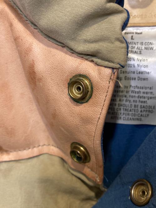 WAREHOUSE（ウエアハウス）WAREHOUSE (ウエアハウス) DOUBLE WORKS (ダブルワークス) ヨークレザーダウンベスト ベージュ サイズ:Lの古着・服飾アイテム