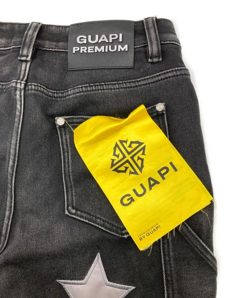 GUAPI（グアピ）GUAPI (グアピ) スターパッチデニムダブルニーフレアパンツ ブラック サイズ:30の古着・服飾アイテム