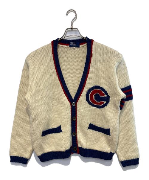 POLO RALPH LAUREN（ポロ・ラルフローレン）POLO RALPH LAUREN (ポロ・ラルフローレン) ［古着］レタードカーディガン ホワイト×ブルー サイズ:Lの古着・服飾アイテム