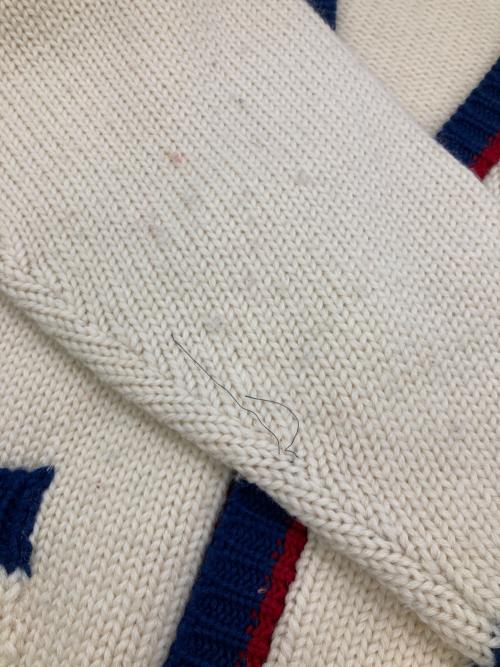 POLO RALPH LAUREN（ポロ・ラルフローレン）POLO RALPH LAUREN (ポロ・ラルフローレン) ［古着］レタードカーディガン ホワイト×ブルー サイズ:Lの古着・服飾アイテム