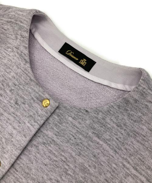 DRAWER（ドゥロワー）DRAWER (ドゥロワー) コットンカシミヤスウェットカーディガン パープル サイズ:2の古着・服飾アイテム