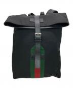 GUCCIグッチ）の古着「シェリーラインレザーキャンバスバックパック」｜ブラック