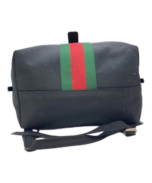 GUCCI（グッチ）GUCCI (グッチ) シェリーラインレザーキャンバスバックパック ブラックの古着・服飾アイテム