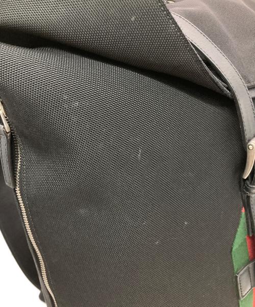 GUCCI（グッチ）GUCCI (グッチ) シェリーラインレザーキャンバスバックパック ブラックの古着・服飾アイテム