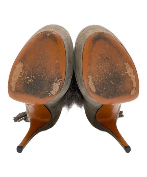 GUCCI（グッチ）GUCCI (グッチ) ファーヒールブーツ グレー サイズ:36の古着・服飾アイテム