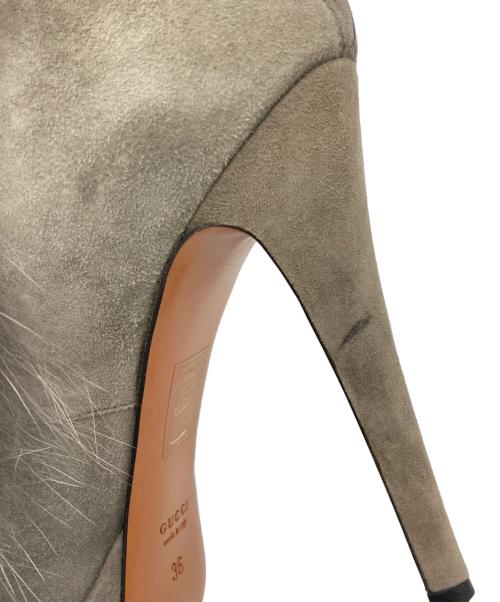 GUCCI（グッチ）GUCCI (グッチ) ファーヒールブーツ グレー サイズ:36の古着・服飾アイテム